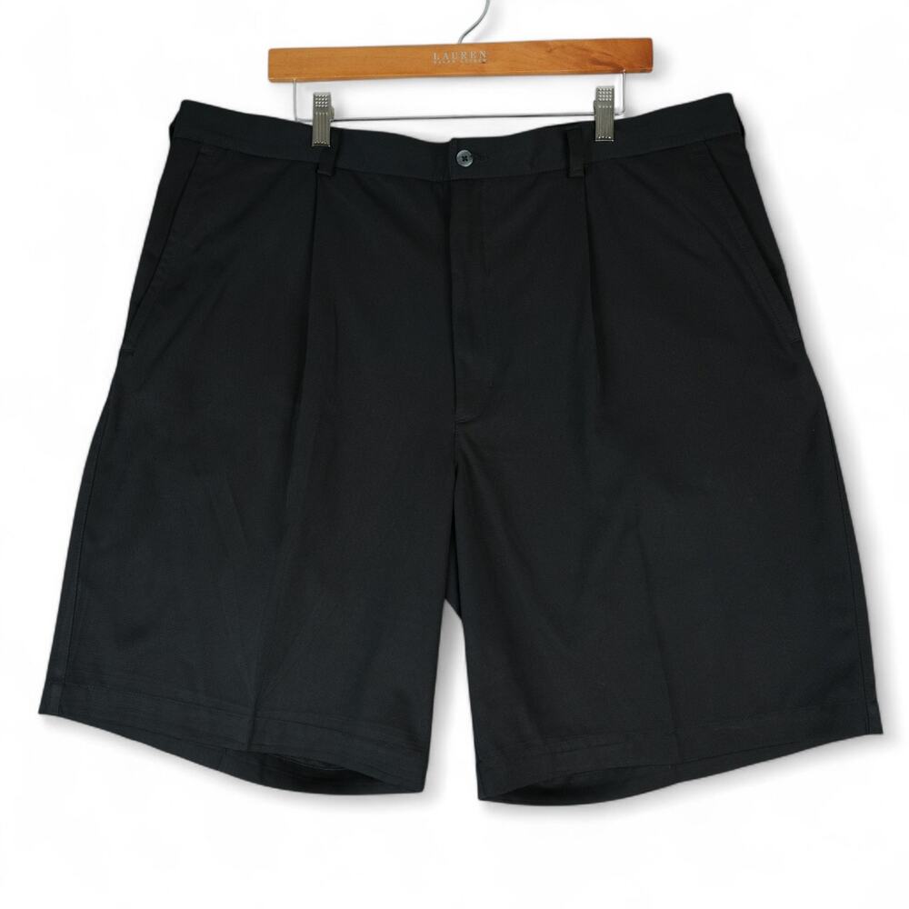Nike Golf Shorts‎ Mens 42x10 Black Pleated Chino Performance Athletic